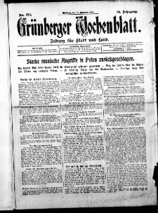 Grünberger Wochenblatt: Zeitung für Stadt und Land, No. 218. (30. Dezember 1914)
