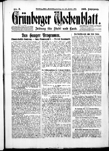 Grünberger Wochenblatt: Zeitung für Stadt und Land, No.3. ( 4./5. Januar 1930 )