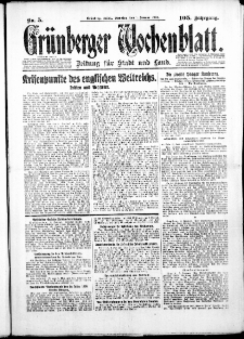Grünberger Wochenblatt: Zeitung für Stadt und Land, No.5. ( 7. Januar 1930 )