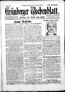 Grünberger Wochenblatt: Zeitung für Stadt und Land, No. 6. ( 8. Januar 1930 )