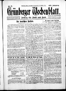 Grünberger Wochenblatt: Zeitung für Stadt und Land, No.9. ( 11./12. Januar 1930 )