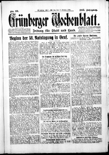 Grünberger Wochenblatt: Zeitung für Stadt und Land, No.10. ( 13. Januar 1930 )