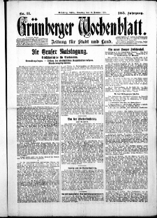 Grünberger Wochenblatt: Zeitung für Stadt und Land, No.11. ( 14. Januar 1930 )