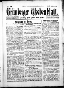 Grünberger Wochenblatt: Zeitung für Stadt und Land, No.13. ( 16. Januar 1930 )