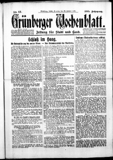 Grünberger Wochenblatt: Zeitung für Stadt und Land, No.17. ( 21. Januar 1930 )