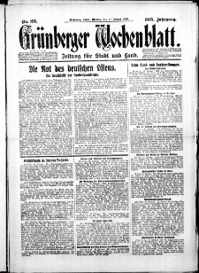 Grünberger Wochenblatt: Zeitung für Stadt und Land, No.22. ( 27. Januar 1930 )