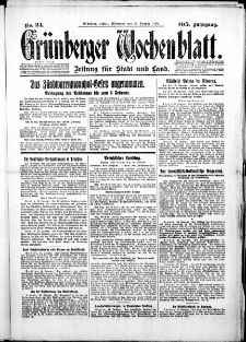 Grünberger Wochenblatt: Zeitung für Stadt und Land, No.24. ( 29. Januar 1930 )