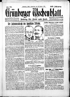 Grünberger Wochenblatt: Zeitung für Stadt und Land, No.25. ( 30. Januar 1930 )