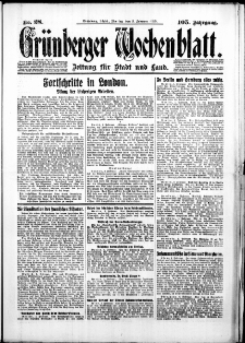 Grünberger Wochenblatt: Zeitung für Stadt und Land, No.28. ( 3. Februar 1930 )