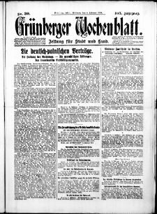 Grünberger Wochenblatt: Zeitung für Stadt und Land, No.30. ( 5. Februar 1930 )