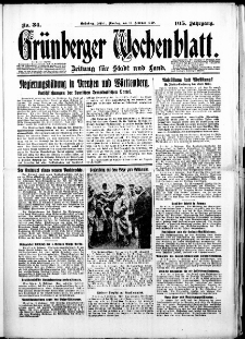 Grünberger Wochenblatt: Zeitung für Stadt und Land, No.34. ( 10. Februar 1930 )