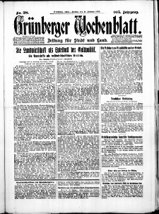 Grünberger Wochenblatt: Zeitung für Stadt und Land, No.38. ( 14. Februar 1930 )