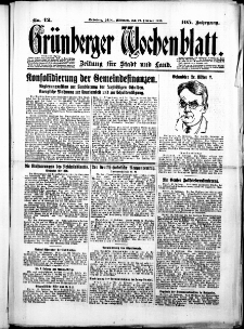 Grünberger Wochenblatt: Zeitung für Stadt und Land, No.42. ( 19. Februar 1930 )
