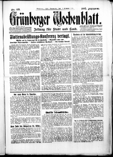 Grünberger Wochenblatt: Zeitung für Stadt und Land, No.43. ( 20. Februar 1930 )