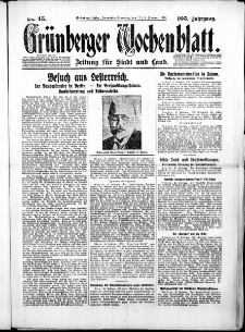 Grünberger Wochenblatt: Zeitung für Stadt und Land, No.45. ( 22./ 23. Februar 1930 )