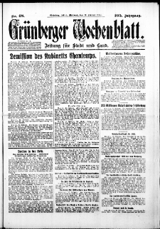 Grünberger Wochenblatt: Zeitung für Stadt und Land, No.48. ( 26. Februar 1930 )