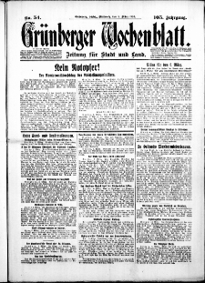 Grünberger Wochenblatt: Zeitung für Stadt und Land, No.54. ( 5. März 1930 )