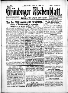 Grünberger Wochenblatt: Zeitung für Stadt und Land, No.59. ( 11. März 1930 )