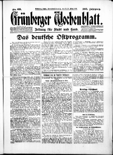 Grünberger Wochenblatt: Zeitung für Stadt und Land, No.69. ( 22./ 23. März 1930 )