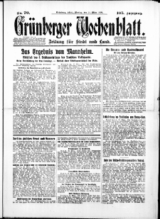 Grünberger Wochenblatt: Zeitung für Stadt und Land, No. 70. ( 24. März 1930 )