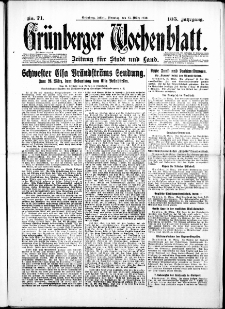 Grünberger Wochenblatt: Zeitung für Stadt und Land, No.71. ( 25. März 1930 )