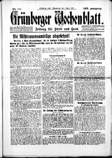 Grünberger Wochenblatt: Zeitung für Stadt und Land, No.79. ( 3. April 1930 )