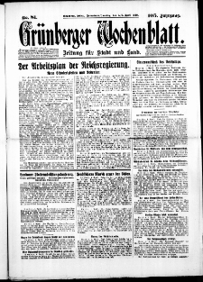 Grünberger Wochenblatt: Zeitung für Stadt und Land, No. 81. ( 5./ 6. April 1930 )