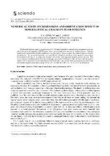 Numerical study on dimensions and orientation effect of semi-elliptical cracks in PE100 pipelines