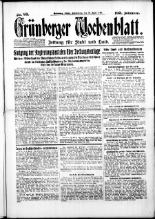 Grünberger Wochenblatt: Zeitung für Stadt und Land, No. 85. ( 10. April 1930 )