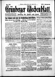 Grünberger Wochenblatt: Zeitung für Stadt und Land, No. 86. ( 11. April 1930 )