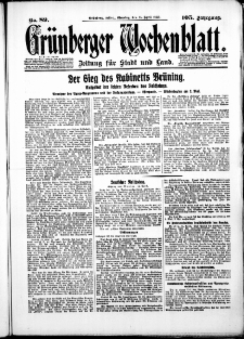 Grünberger Wochenblatt: Zeitung für Stadt und Land, No. 89. ( 15. April 1930 )
