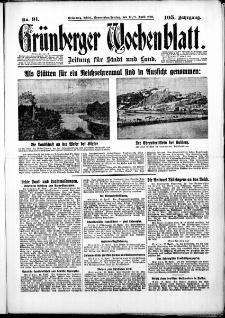 Grünberger Wochenblatt: Zeitung für Stadt und Land, No. 91. ( 17./ 18. April 1930 )