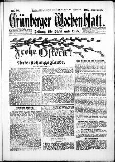 Grünberger Wochenblatt: Zeitung für Stadt und Land, No. 92. ( 19./ 20. April 1930 )