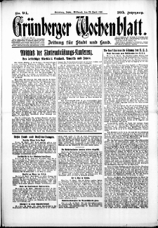 Grünberger Wochenblatt: Zeitung für Stadt und Land, No. 94. ( 23. April 1930 )