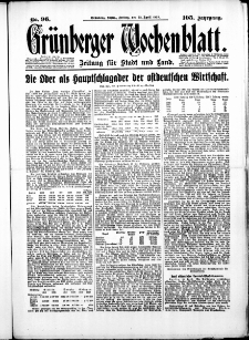 Grünberger Wochenblatt: Zeitung für Stadt und Land, No. 96. ( 25. April 1930 )