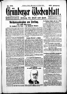 Grünberger Wochenblatt: Zeitung für Stadt und Land, No. 100. ( 30. April 1930 )