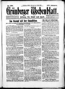 Grünberger Wochenblatt: Zeitung für Stadt und Land, No. 108. ( 9. Mai 1930 )