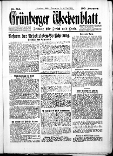 Grünberger Wochenblatt: Zeitung für Stadt und Land, No. 113. ( 15. Mai 1930 )