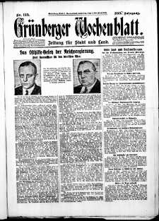 Grünberger Wochenblatt: Zeitung für Stadt und Land, No. 115. ( 17./ 18. Mai 1930 )