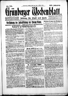 Grünberger Wochenblatt: Zeitung für Stadt und Land, No. 116. ( 19. Mai 1930 )