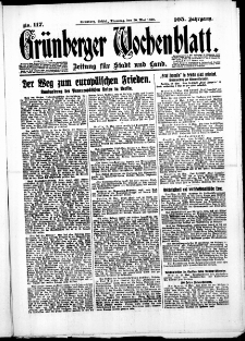 Grünberger Wochenblatt: Zeitung für Stadt und Land, No. 117. ( 20. Mai 1930 )