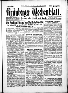 Grünberger Wochenblatt: Zeitung für Stadt und Land, No. 137. ( 14./ 15. Juni 1930 )