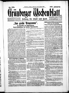 Grünberger Wochenblatt: Zeitung für Stadt und Land, No. 138. ( 16. Juni 1930 )