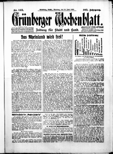Grünberger Wochenblatt: Zeitung für Stadt und Land, No. 145. ( 24. Juni 1930 )