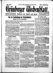 Grünberger Wochenblatt: Zeitung für Stadt und Land, No. 147. ( 26. Juni 1930 )