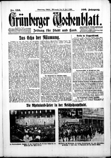 Grünberger Wochenblatt: Zeitung für Stadt und Land, No. 152. ( 2. Juli 1930 )