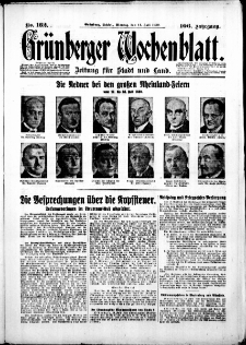 Grünberger Wochenblatt: Zeitung für Stadt und Land, No. 162. ( 14. Juli 1930 )