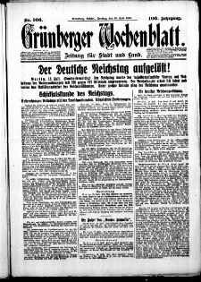 Grünberger Wochenblatt: Zeitung für Stadt und Land, No. 166. ( 18. Juli 1930 )