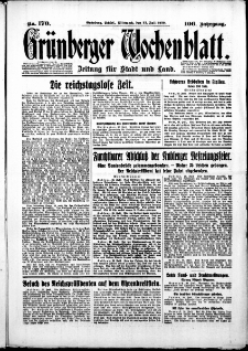Grünberger Wochenblatt: Zeitung für Stadt und Land, No. 170. ( 23. Juli 1930 )