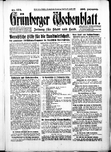 Grünberger Wochenblatt: Zeitung für Stadt und Land, No. 173. ( 26./ 27. Juli 1930 )